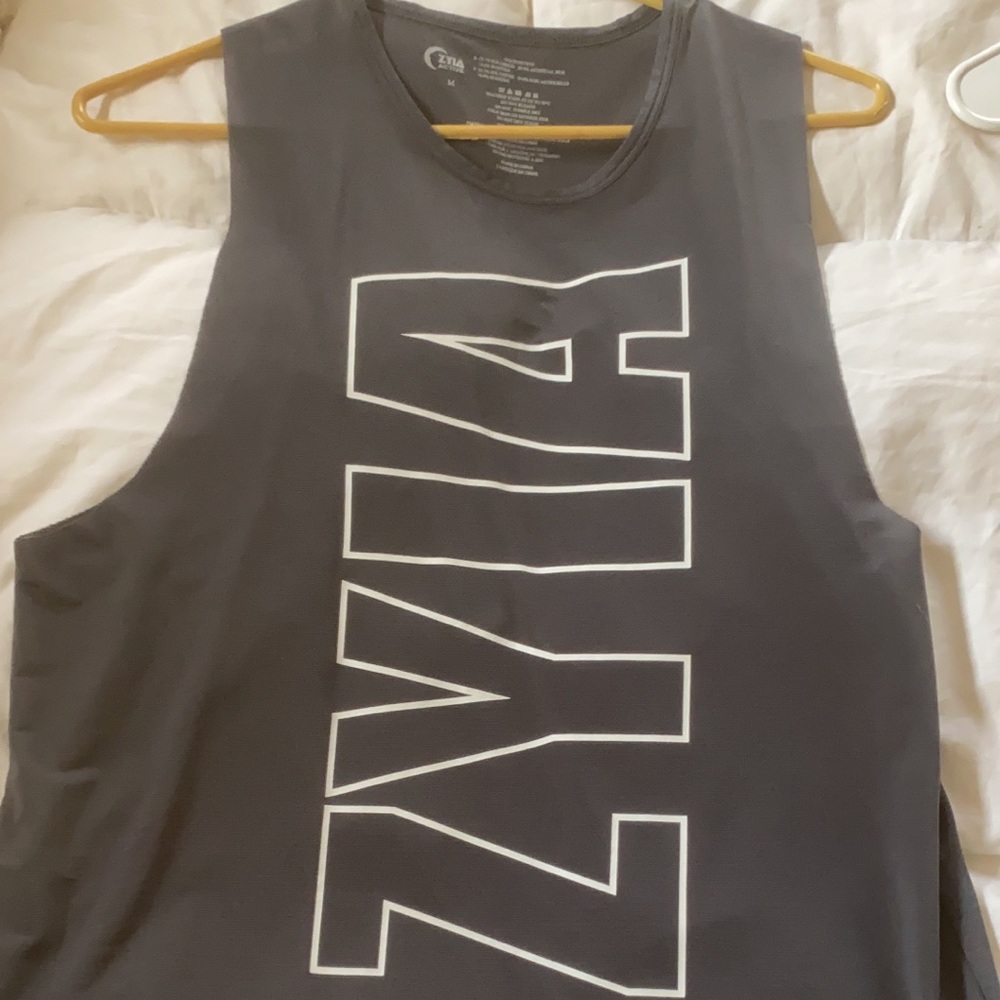 Grey a Zyia logo tank top